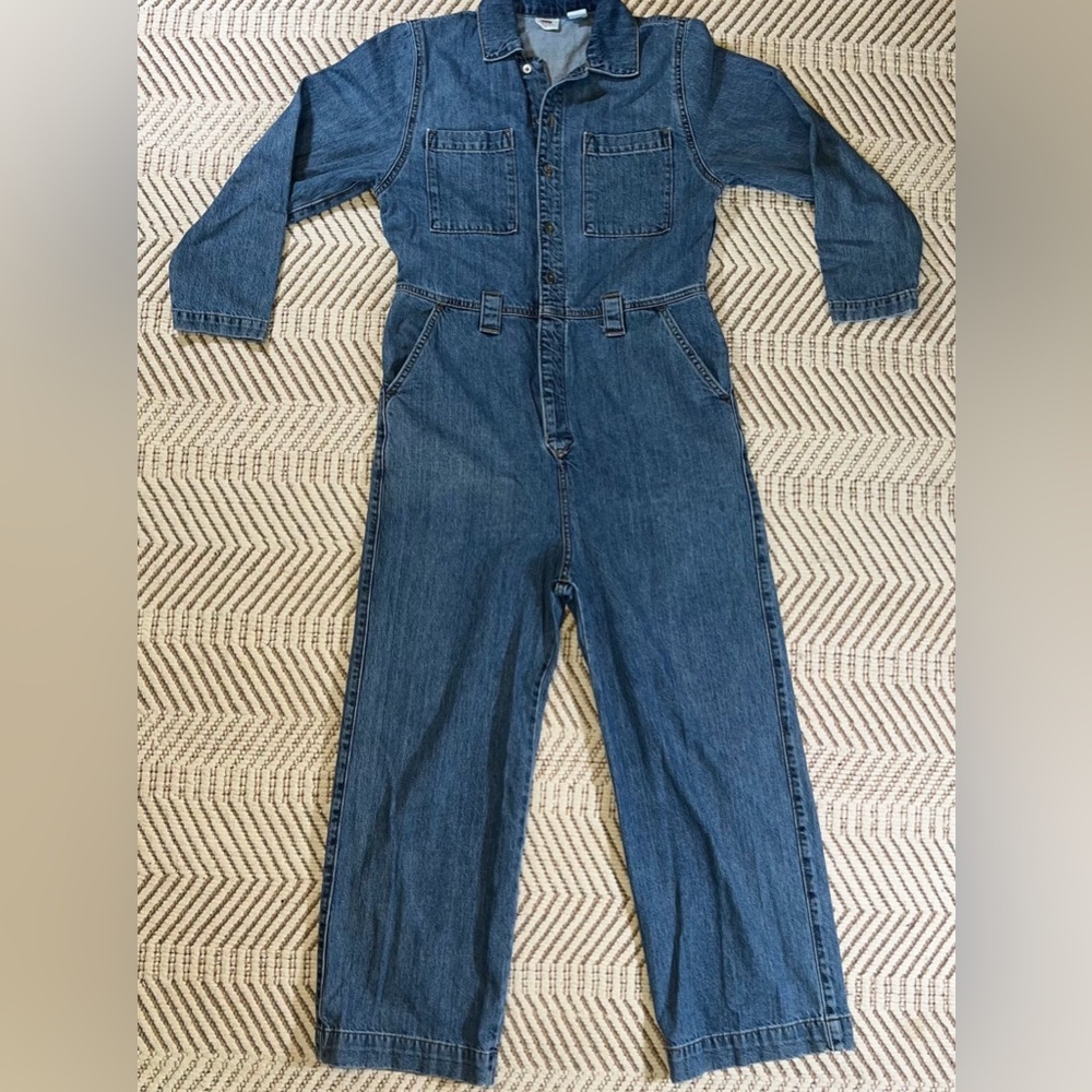 Levi's Denim Utility Jumpsuit Coveralls Button Up Medium Wash Size Medium